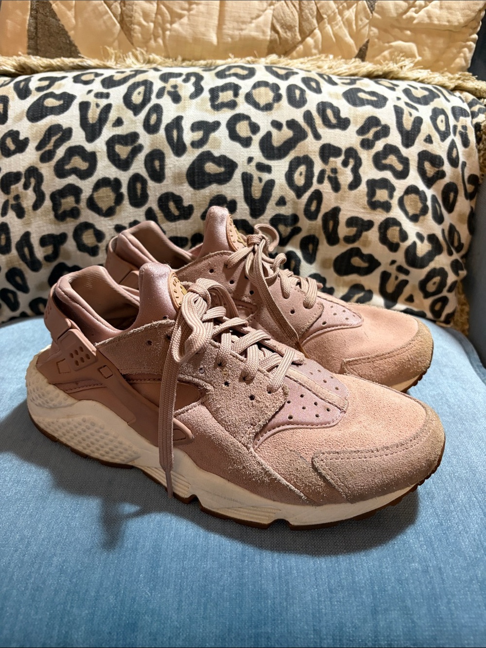 Nike Women's Air Huarache Suede Sneakers in Dusty Rose